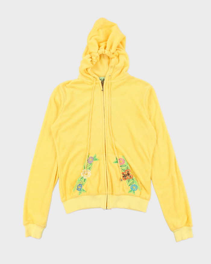 Vintage Y2K Juicy Couture Flower Embroidered Zip Up Hoodie - L