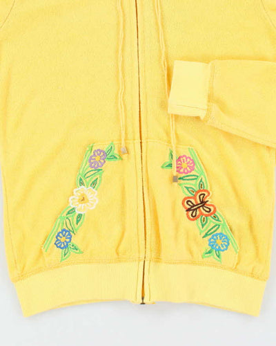 Vintage Y2K Juicy Couture Flower Embroidered Zip Up Hoodie - L