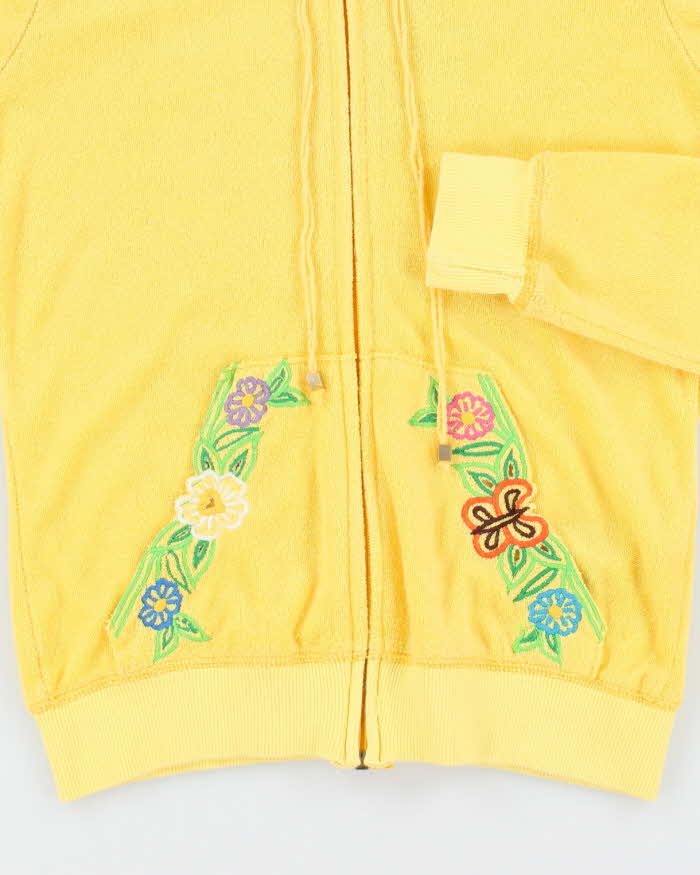 Vintage Y2K Juicy Couture Flower Embroidered Zip Up Hoodie - L