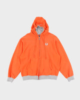 Fred Perry Bright Orange Zip Up Hoodie - L