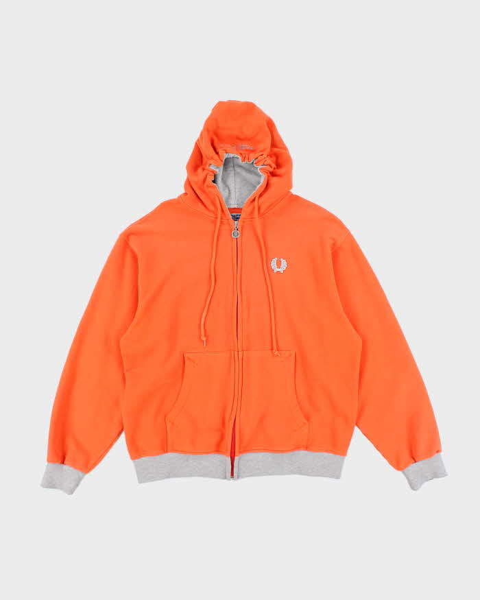 Fred Perry Bright Orange Zip Up Hoodie - L