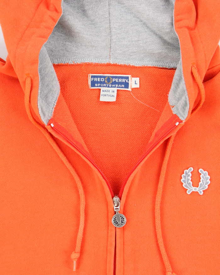 Fred Perry Bright Orange Zip Up Hoodie - L