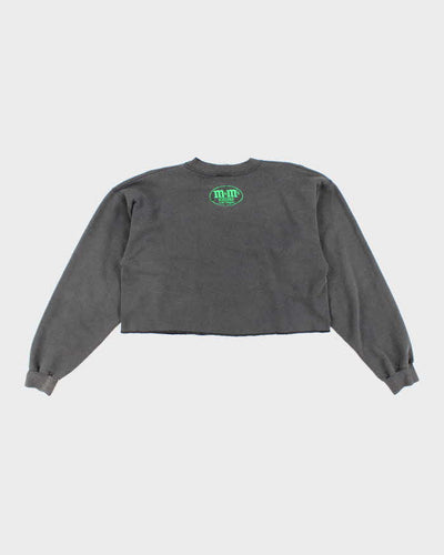 Vintage Y2K Green M&M Embroidered Cropped Sweatshirt - M