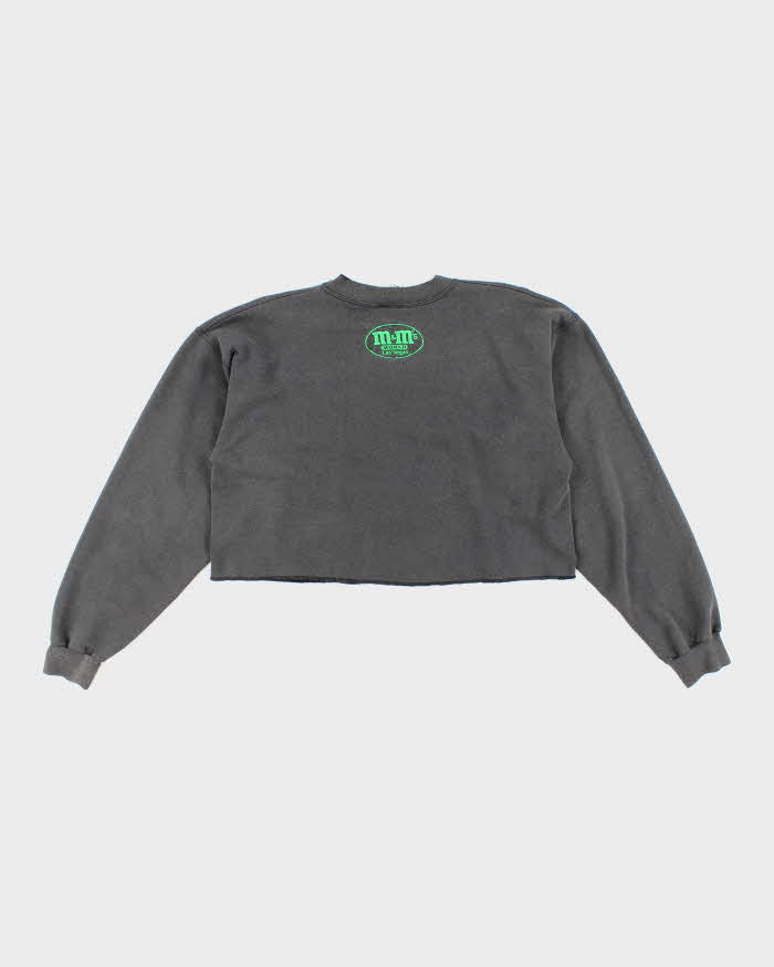 Vintage Y2K Green M&M Embroidered Cropped Sweatshirt - M