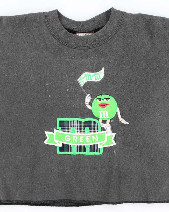 Vintage Y2K Green M&M Embroidered Cropped Sweatshirt - M