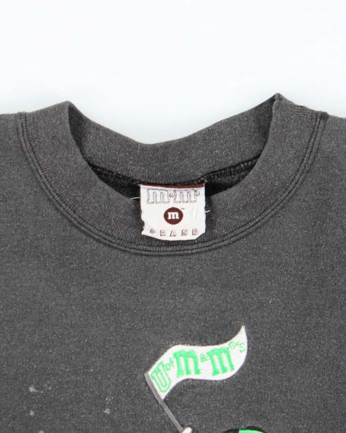 Vintage Y2K Green M&M Embroidered Cropped Sweatshirt - M