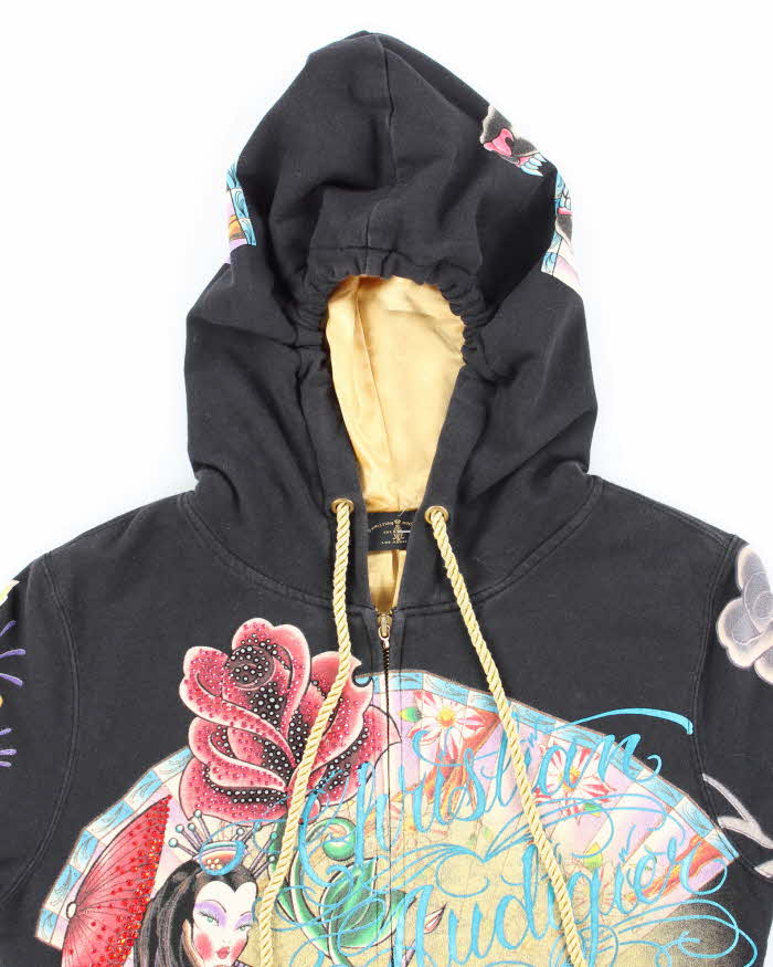Vintage Y2K Christian Audigier All Over Print Slim Fit Hoodie - M