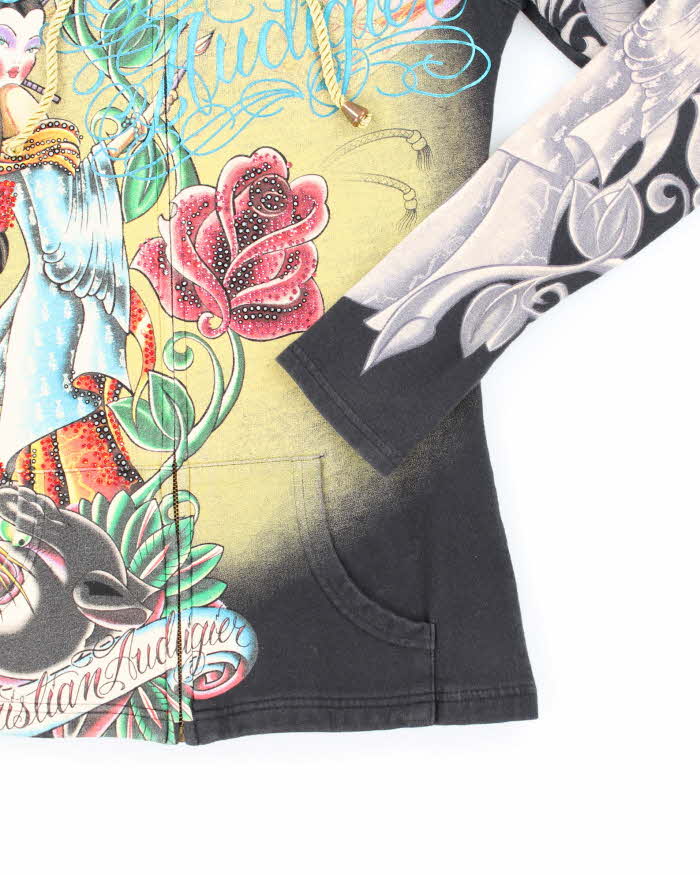 Vintage Y2K Christian Audigier All Over Print Slim Fit Hoodie - M