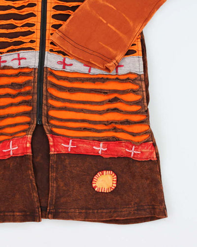 Vintage Y2k Deadstock Textured Long Zip-Up Hoodie- S