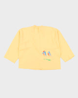Vintage 1990s Sunset Coast Abstract Paint Yellow Cardigan Sweatshirt - L