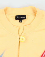 Vintage 1990s Sunset Coast Abstract Paint Yellow Cardigan Sweatshirt - L
