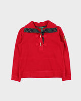 Vintage Y2K Ralph Lauren Red Toggle Neck Sweatshirt - S