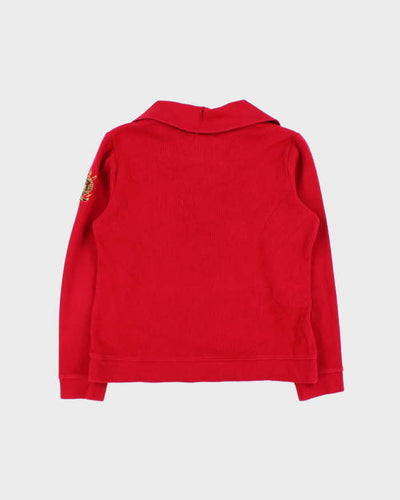 Vintage Y2K Ralph Lauren Red Toggle Neck Sweatshirt - S