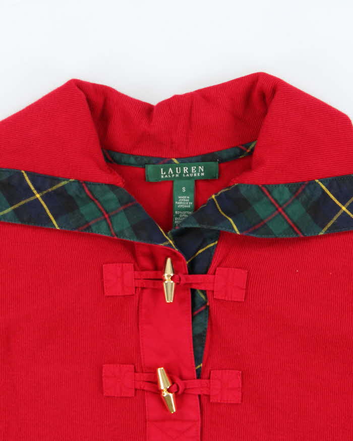 Vintage Y2K Ralph Lauren Red Toggle Neck Sweatshirt - S