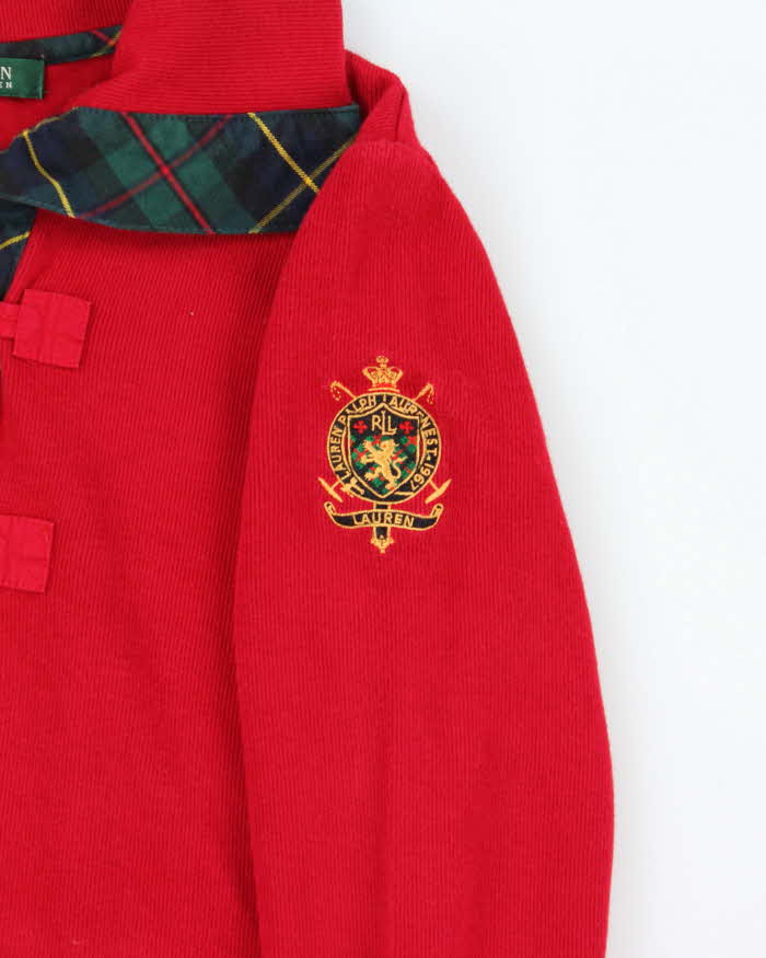 Vintage Y2K Ralph Lauren Red Toggle Neck Sweatshirt - S