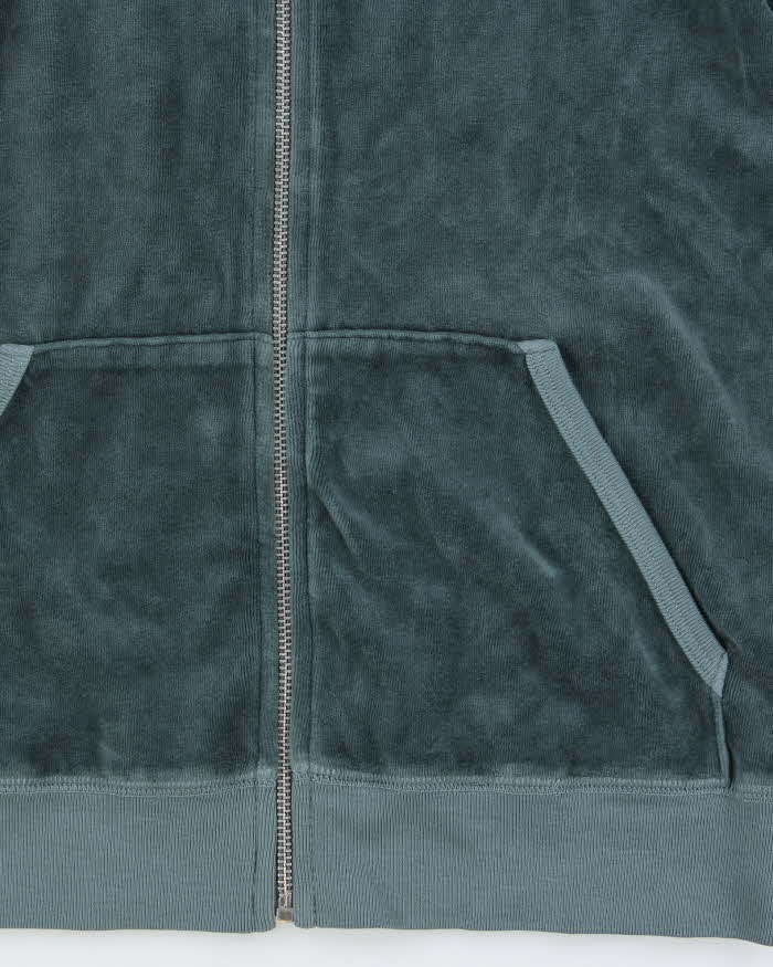 DSWT Vintage Y2K Women's Juicy Couture Rhinestone Velour Zip-Up Hoodie - L