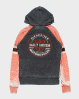 Vintage Y2K Women's Harley Davidson Distressed Rhinestone Full-Zip Hoodie - M