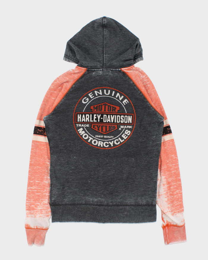 Vintage Y2K Women's Harley Davidson Distressed Rhinestone Full-Zip Hoodie - M