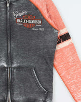Vintage Y2K Women's Harley Davidson Distressed Rhinestone Full-Zip Hoodie - M