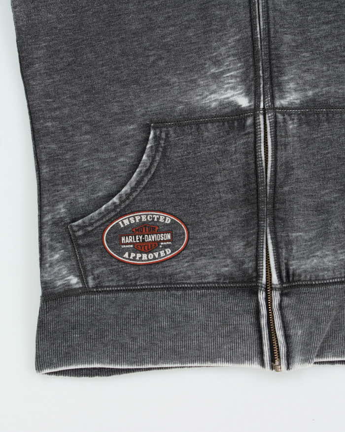 Vintage Y2K Women's Harley Davidson Distressed Rhinestone Full-Zip Hoodie - M