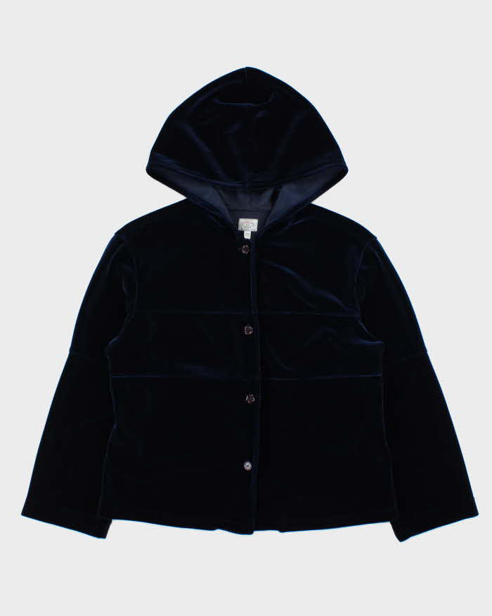 Vintage 90s Armani Jeans Velvet Button-up Hoodie - M