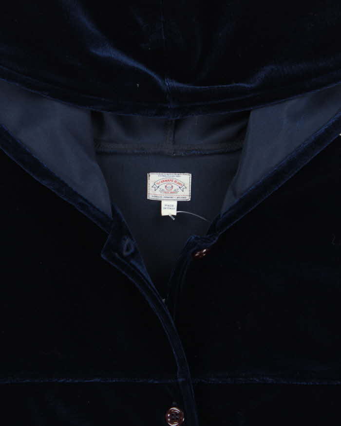 Vintage 90s Armani Jeans Velvet Button-up Hoodie - M