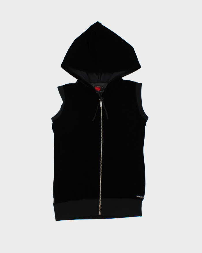 Vintage Y2k 00s Miss Sixty Velvet Sleeveless Mesh Back Hoodie - S