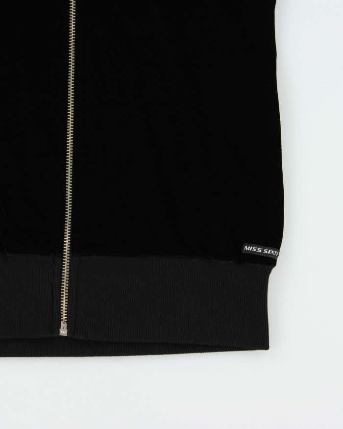 Vintage Y2k 00s Miss Sixty Velvet Sleeveless Mesh Back Hoodie - S