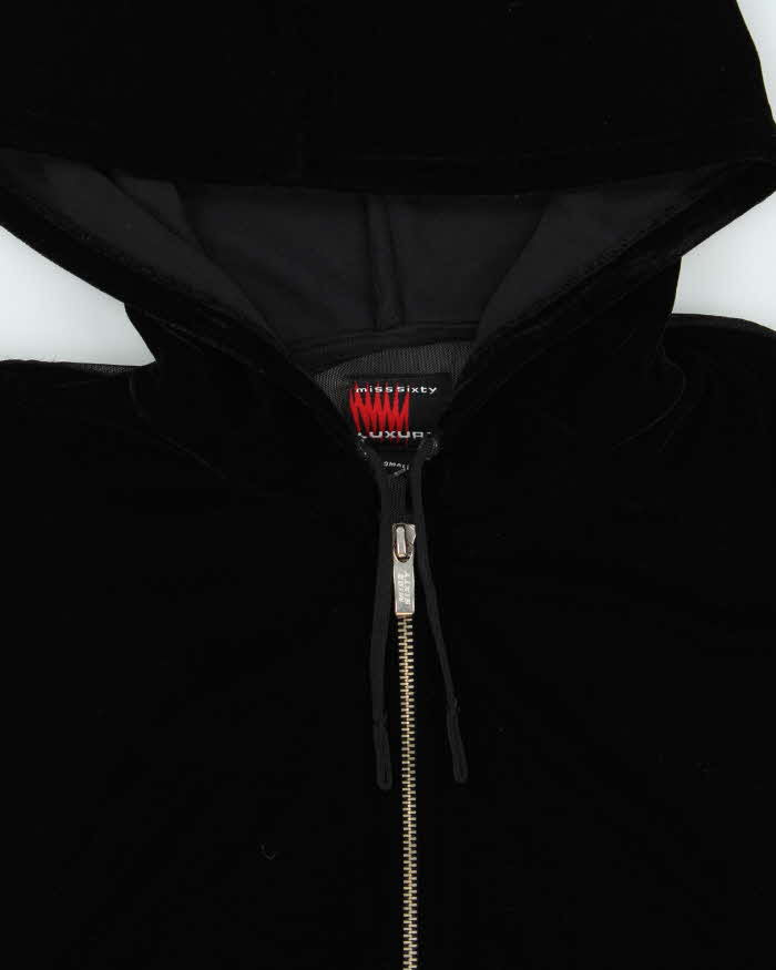 Vintage Y2k 00s Miss Sixty Velvet Sleeveless Mesh Back Hoodie - S