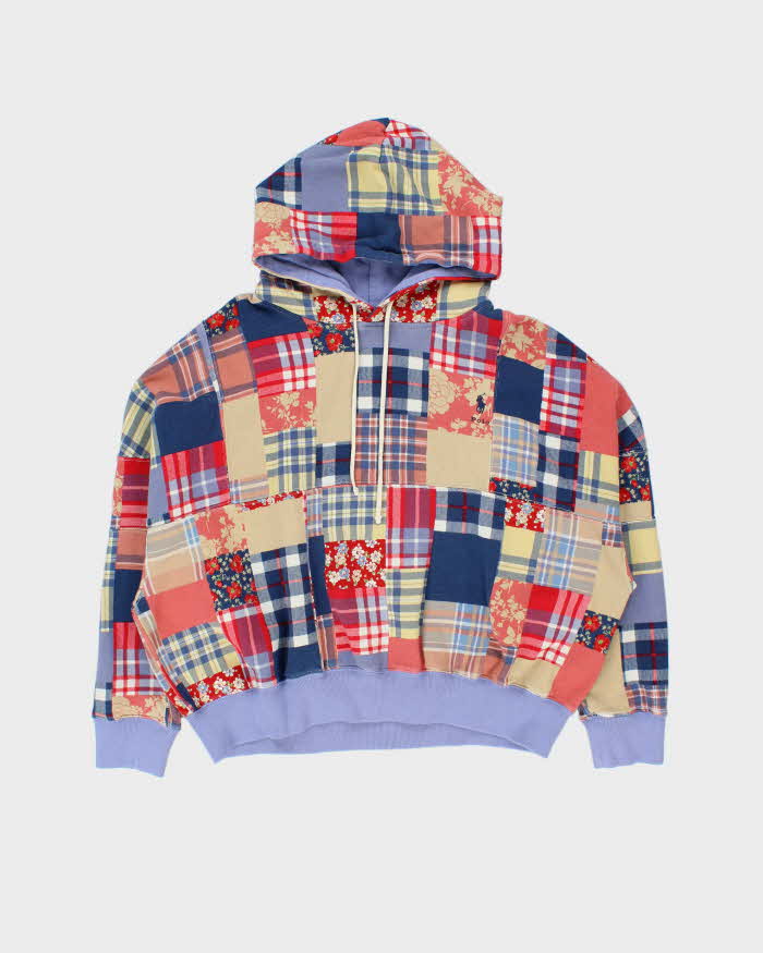 Polo Ralph Lauren Women's Patchwork Madras Oversized Boxy Pullover Hoodie - XL