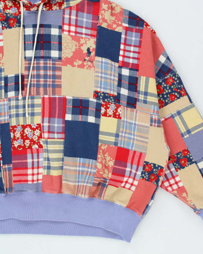 Polo Ralph Lauren Women's Patchwork Madras Oversized Boxy Pullover Hoodie - XL