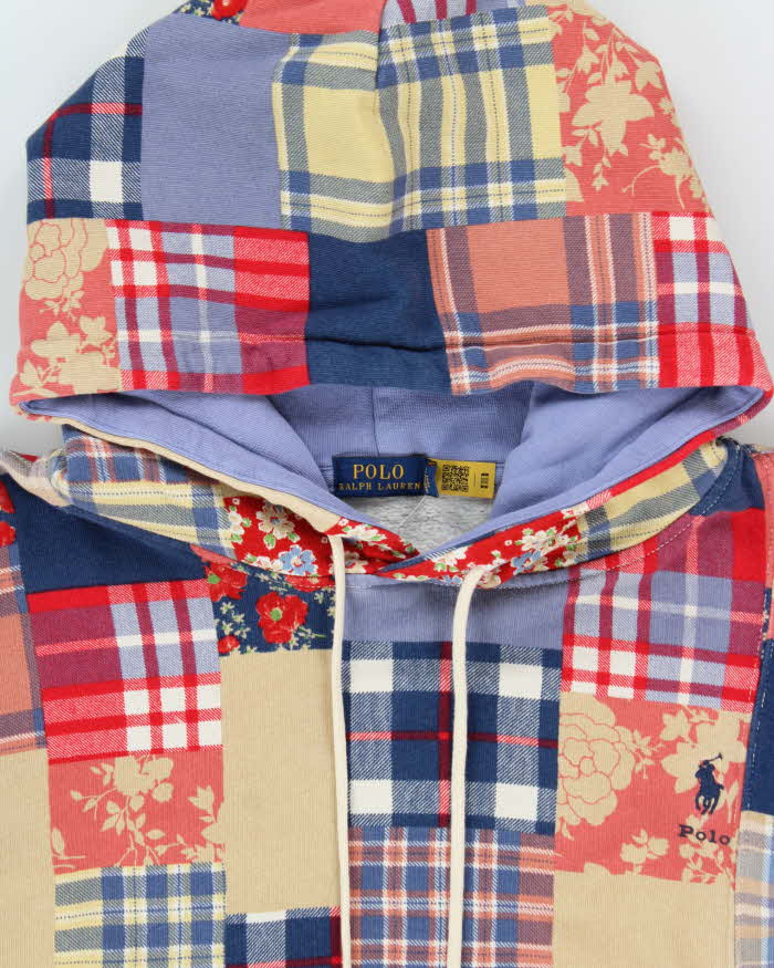Polo Ralph Lauren Women's Patchwork Madras Oversized Boxy Pullover Hoodie - XL
