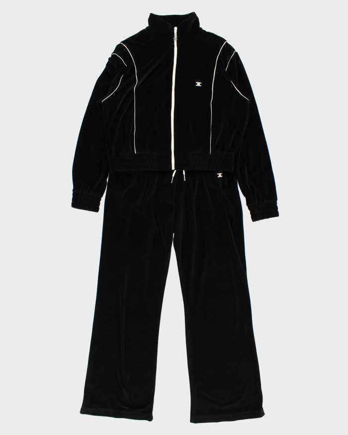 Celine Triomphe Velour Cotton Blend Two-Piece Women's Full Tracksuit - L
