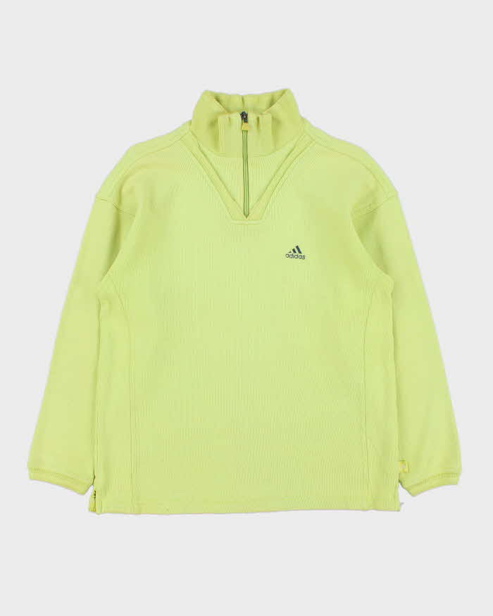 Vintage 1990s Adidas Women's Lime Green Quarter-Zip Sweatshirt - M
