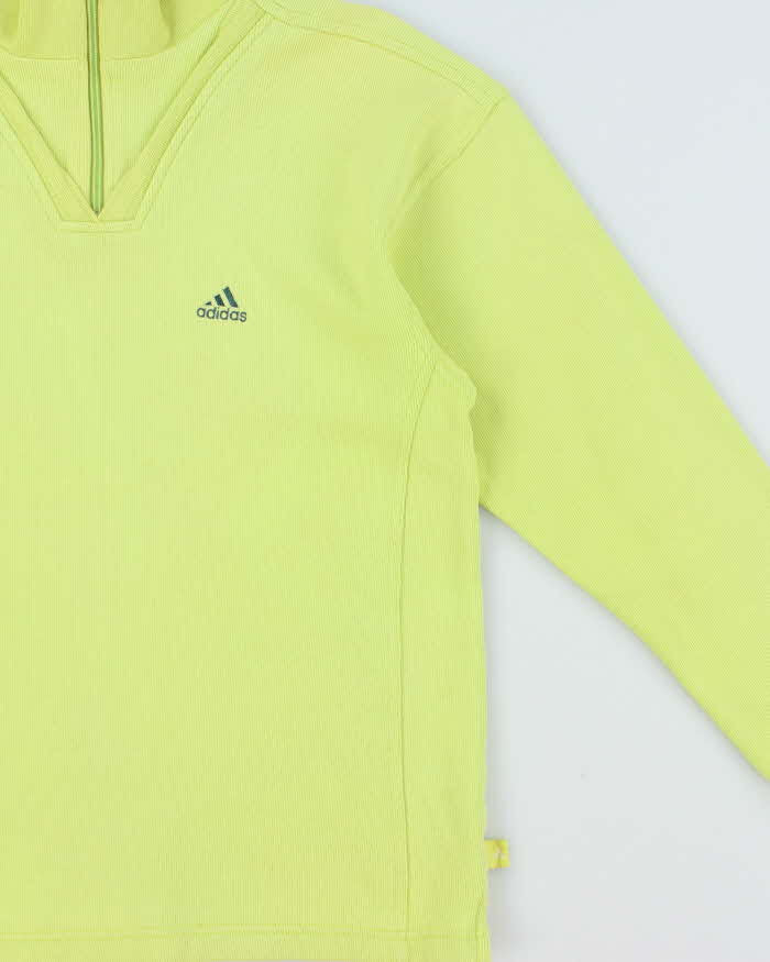 Vintage 1990s Adidas Women's Lime Green Quarter-Zip Sweatshirt - M