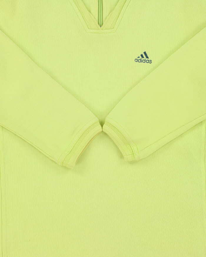 Vintage 1990s Adidas Women's Lime Green Quarter-Zip Sweatshirt - M