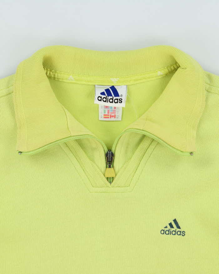 Vintage 1990s Adidas Women's Lime Green Quarter-Zip Sweatshirt - M