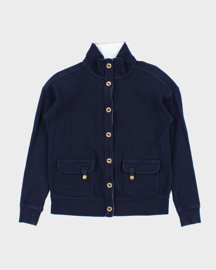 Vintage Y2K 00s Lauren Ralph Lauren Women's Navy Button Up Sweatshirt - M