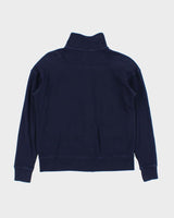 Vintage Y2K 00s Lauren Ralph Lauren Women's Navy Button Up Sweatshirt - M