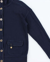 Vintage Y2K 00s Lauren Ralph Lauren Women's Navy Button Up Sweatshirt - M