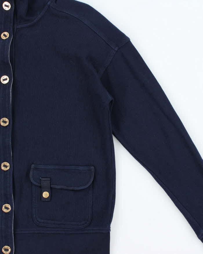 Vintage Y2K 00s Lauren Ralph Lauren Women's Navy Button Up Sweatshirt - M