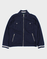 Vintage Y2K 00s Lauren Ralph Lauren Women's Navy Zip-Up Sweatshirt - XL