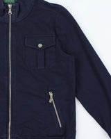 Vintage Y2K 00s Lauren Ralph Lauren Women's Navy Zip-Up Sweatshirt - XL