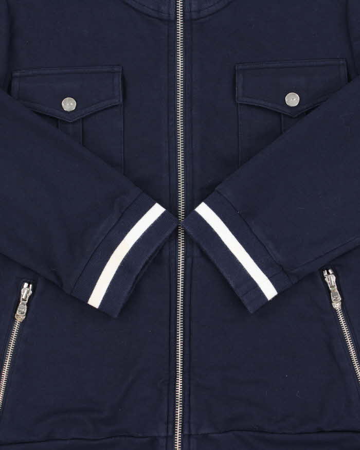 Vintage Y2K 00s Lauren Ralph Lauren Women's Navy Zip-Up Sweatshirt - XL