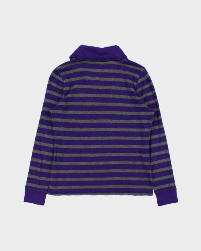 Vintage Y2K 00s LRL Ralph Lauren Striped Women's Quarter-Zip Shawl Sweatshirt - M