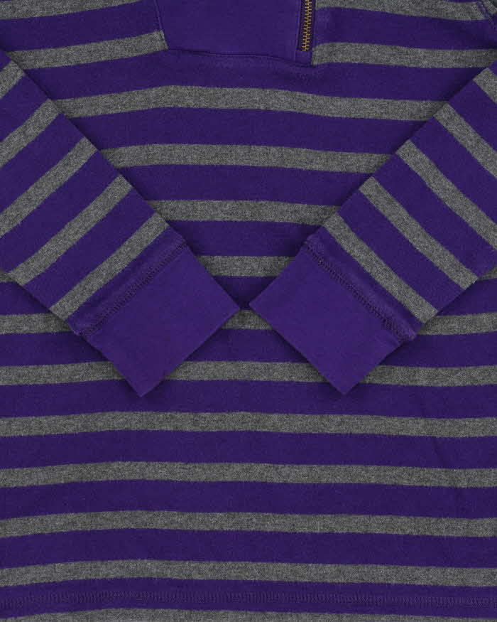 Vintage Y2K 00s LRL Ralph Lauren Striped Women's Quarter-Zip Shawl Sweatshirt - M
