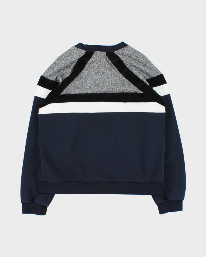 Vintage Sandro Women's Textured Striped Crewneck Sweatshirt - L