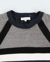 Vintage Sandro Women's Textured Striped Crewneck Sweatshirt - L