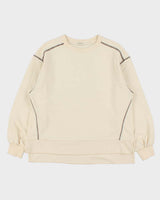 Studio CLIP Japan Contrast Stitch Women's Cream Boxy Sweatshirt - L