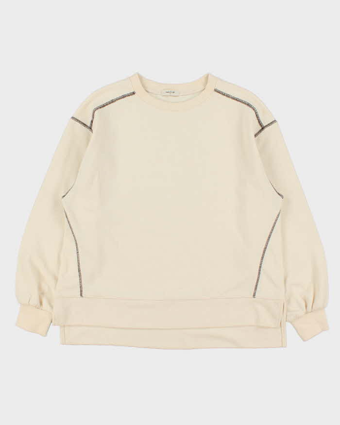 Studio CLIP Japan Contrast Stitch Women's Cream Boxy Sweatshirt - L